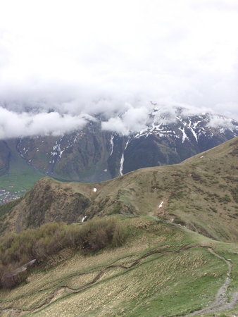 landscape valley in the mountains with fog. travel, holidays, nature