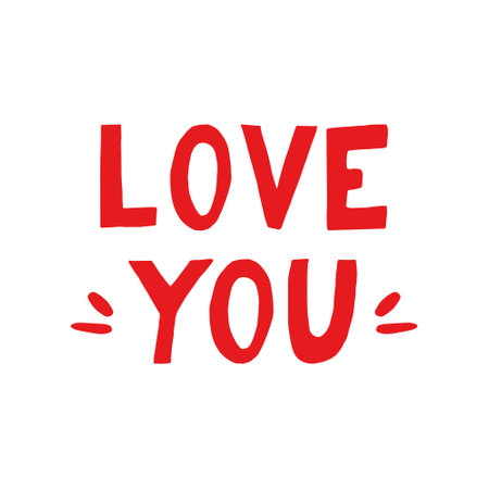 lettering love you hand drawn. phrase element for design sticker, poster, card. vector, words, valentine's day, wedding, recognition proposalのイラスト素材