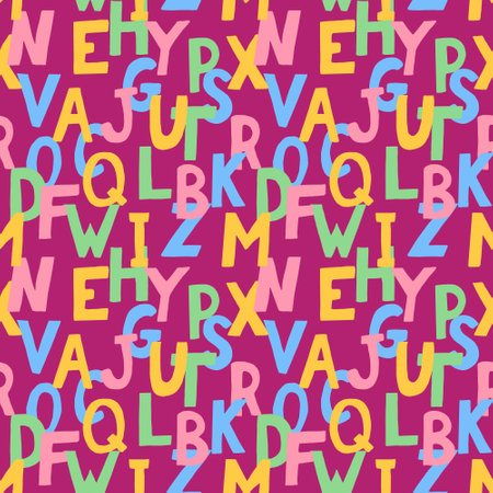 english alphabet kids seamless pattern hand drawn. . letters, written font numbersの写真素材