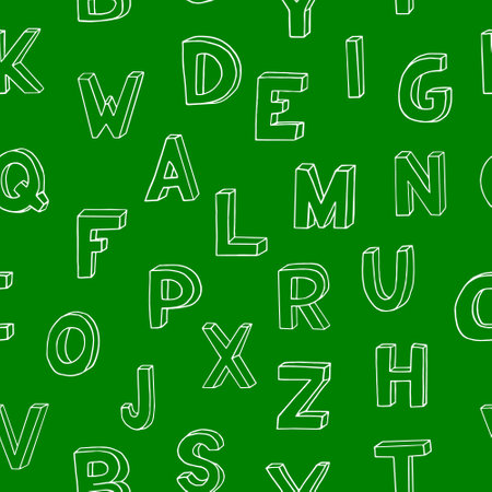 english alphabet kids seamless pattern hand drawn. . letters, written fontの写真素材
