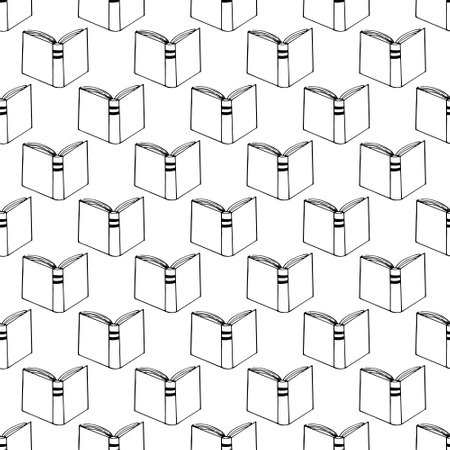 books seamless pattern. hand drawn doodle style. vector, minimalism, monochrome, sketch. wallpaper, textile, wrapping paper background reading education bookstore scienceのイラスト素材