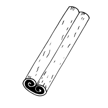cinnamon stick hand drawn vector doodle. single element for design icon, label, menu, sticker, food, seasonings, spicesのイラスト素材