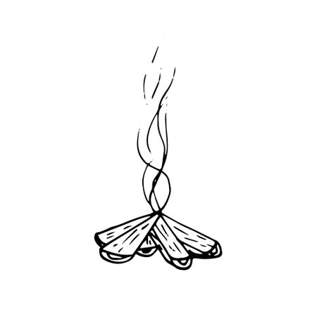bonfire burnt icon. hand drawn doodle. vector, scandinavian, nordic minimalism monochrome campのイラスト素材
