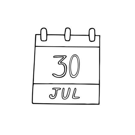 calendar hand drawn in doodle style. July 30. International Day of  Friendship, World against Trafficking in Persons, date. icon, sticker  element for design. planning, business holidays:: tasmeemME.com