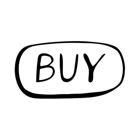 buy button icon, sticker. sketch hand drawn doodle style. vector, minimalism, monochrome. shopping online symbolのイラスト素材