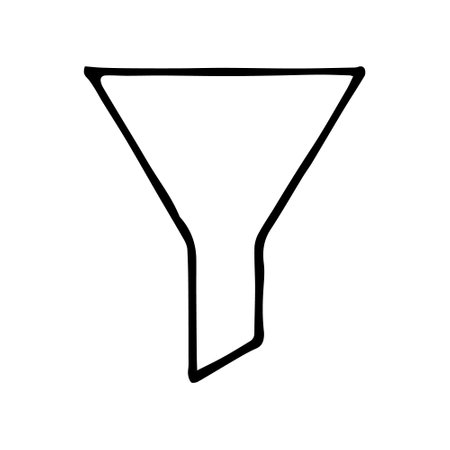 funnel icon. hand drawn doodle style. vector, minimalism, monochrome laboratory glasswareのイラスト素材