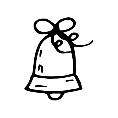 bell with bow hand drawn in doodle style. illustration for holiday decorのイラスト素材