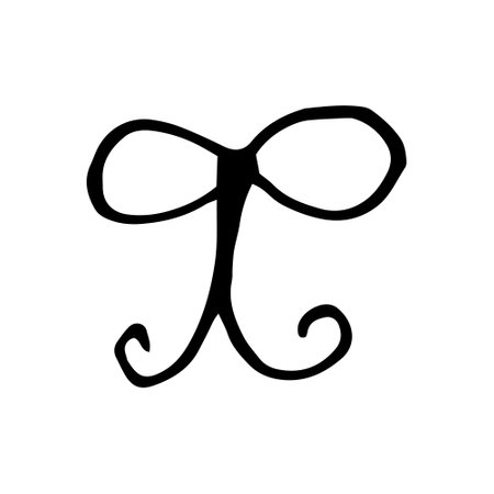 bow hand drawn in doodle style. holiday decorのイラスト素材