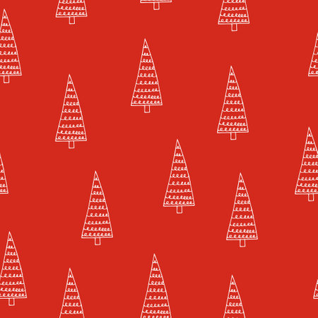 christmas tree seamless pattern hand drawn in doodle style. silhouette, simple, minimalism, monochrome, scandinavian. wallpaper, wrapping paper, textiles backgroundの写真素材