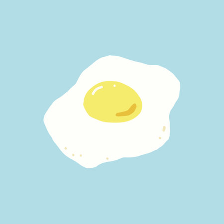scrambled eggs hand drawn vector on a blue background. poster, stickerのイラスト素材