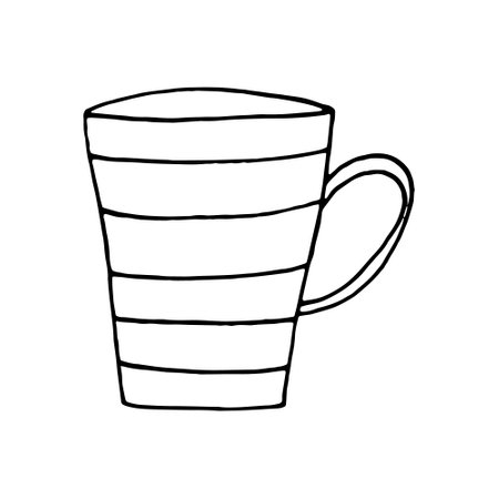 cup with stripes hand drawn in doodle styleのイラスト素材
