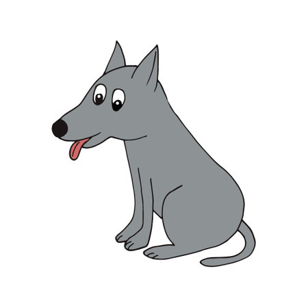 dog icon. hand drawn doodle. vector, minimalism cartoon. pet animal cute funnyのイラスト素材