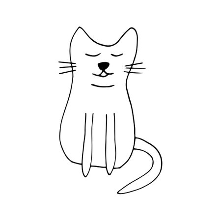cat icon. hand drawn doodle. vector, scandinavian, nordic, minimalism monochrome pet animal cute funnyのイラスト素材