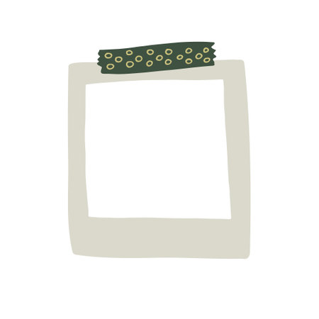 photo frame on decorative colored tape. vector illustration hand drawn in doodle cartoon style....