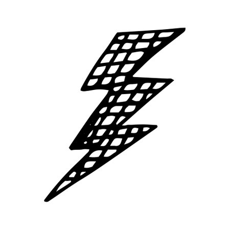 lightning hand drawn doodle, vector. icon stickerのイラスト素材