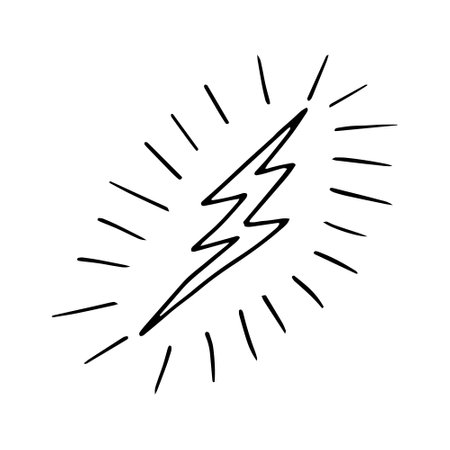 lightning hand drawn doodle, vector. icon stickerのイラスト素材