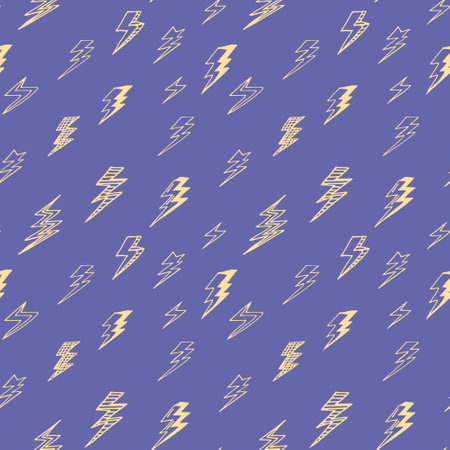 lightning seamless pattern hand drawn doodle, vector. wallpaper, textile, wrapping paper backgroundのイラスト素材