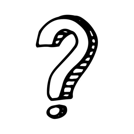 question mark hand drawn doodle, vector. icon stickerのイラスト素材