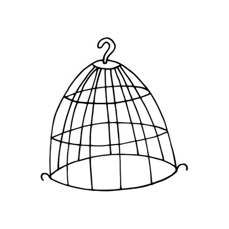 birdcage. hand drawn vector illustration in doodle style. minimalism, monochrome. icon stickerのイラスト素材
