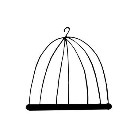 birdcage. hand drawn vector illustration in doodle style. minimalism, monochrome. icon stickerのイラスト素材