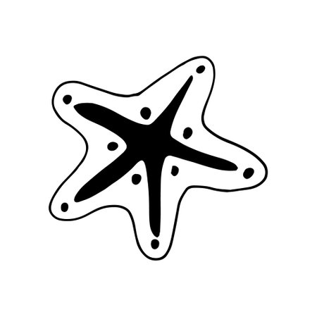 starfish hand drawn doodle. vector, minimalism, scandinavian, monochrome, nordic. marine life sea ocean sticker iconのイラスト素材