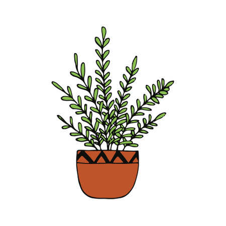 houseplant in a pot icon hand drawn. vector, minimalism, scandinavian, doodle, cartoon. flower sticker plantのイラスト素材