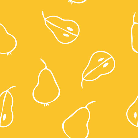 pearl seamless pattern. fruits hand drawn in doodle style. simple line art foodのイラスト素材