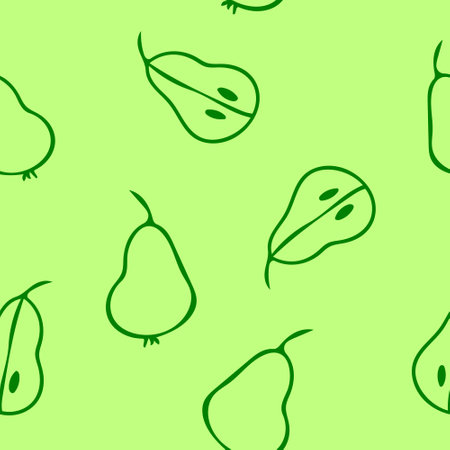 pearl seamless pattern. fruits hand drawn in doodle style. simple line art foodのイラスト素材