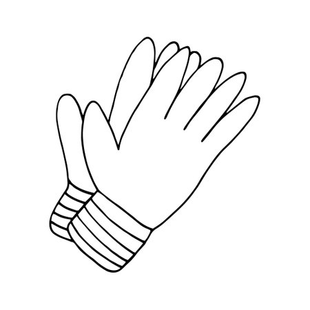 work gloves hand drawn doodle. vector, minimalism, scandinavian, monochrome, nordic gardening inventory sticker iconのイラスト素材