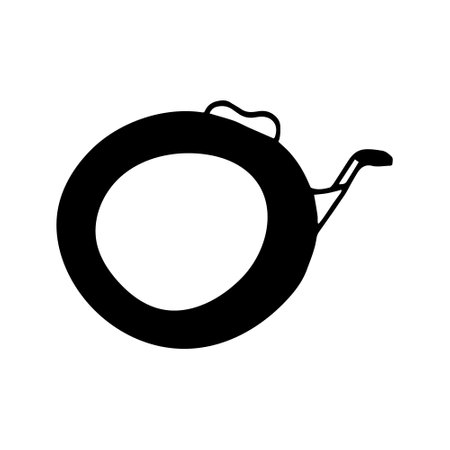 tape measure hand drawn doodle. vector, minimalism, scandinavian, monochrome, nordic, sketch icon sticker measurement length toolのイラスト素材