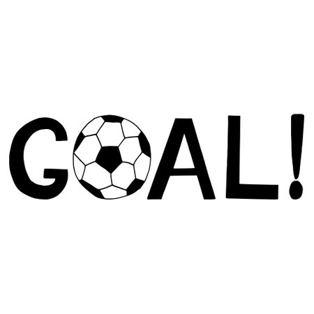 soccer ball phrase. hand drawn doodle. vector, scandinavian, minimalism, monochrome. sticker, poster banner sportのイラスト素材