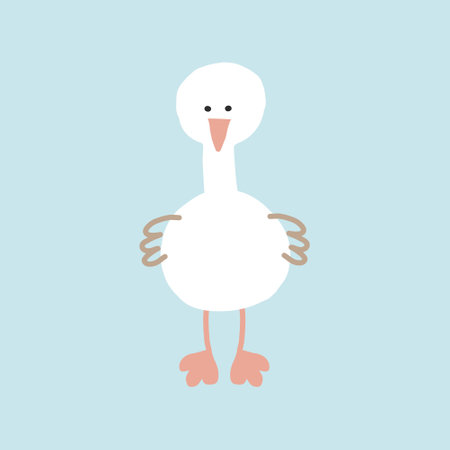 cute goose hand drawn. vector, minimalism, trending colors 2022. icon, sticker, print children clipart animal birdのイラスト素材