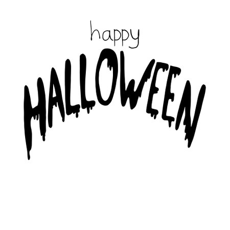 happy halloween lettering hand drawn doodle. vector, scandinavian, nordic, minimalism, monochrome. frame border sticker decor cardのイラスト素材