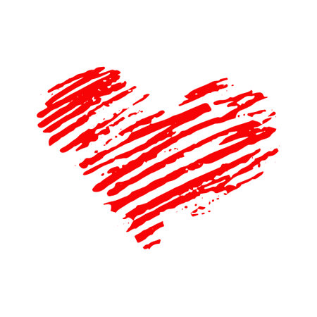 heart hand drawn doodle. vector, minimalism, icon, sticker, decor love valentine's day redのイラスト素材