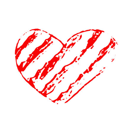 heart hand drawn doodle. vector, minimalism, icon, sticker, decor love valentine's day redのイラスト素材