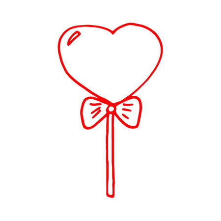 heart lollipop hand drawn doodle. vector, minimalism. sticker icon. love, valentine's day red candy sweetsのイラスト素材