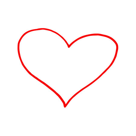 heart hand drawn doodle. vector, minimalism, icon, sticker, decor love valentine's day redのイラスト素材
