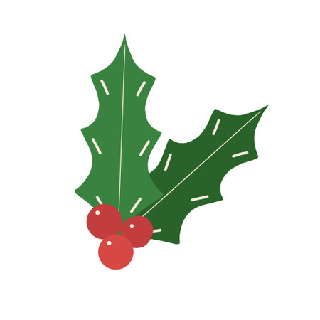holly hand drawn. vector, minimalism. isolated icon sticker christmas decorのイラスト素材