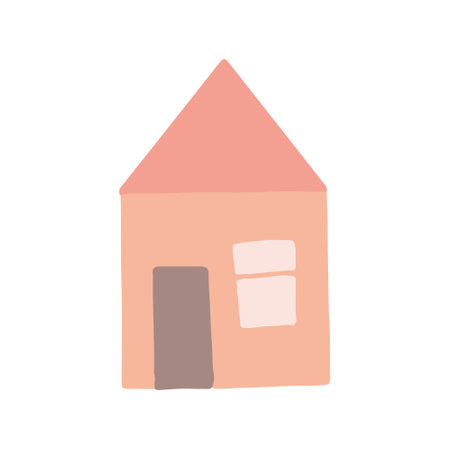 house hand drawn doodle, vector. decor, icon. Scandinavian. minimalism sticker poster card buildingのイラスト素材