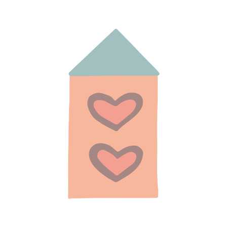 house hand drawn doodle, vector. decor, icon. Scandinavian. minimalism sticker poster card buildingのイラスト素材
