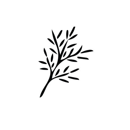 leaf in hand drawn style. Scandinavian simple doodle style. summer, autumn, nature, plant. decor element, icon cardのイラスト素材