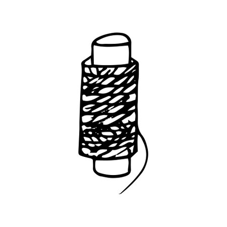 spool of thread hand drawn in doodle style. single element for design icon, sticker, poster, card,...