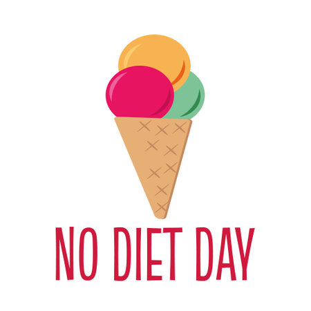 no diet day and ice cream poster, banner, card, sticker for the holiday on May 6. vector illustration. foodのイラスト素材
