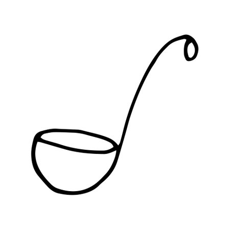ladle hand drawn in doodle style. icon, sticker. scandinavian, simple minimalism monochromeのイラスト素材
