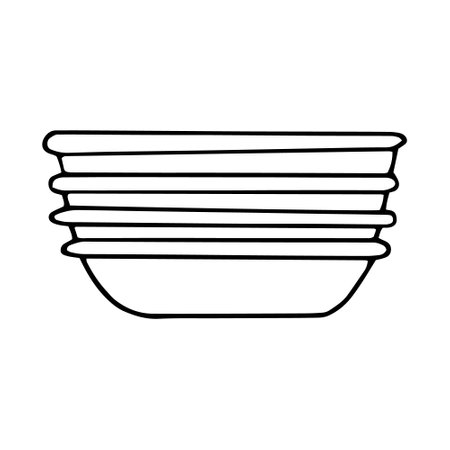 stack of plates hand drawn in doodle style. icon, sticker. scandinavian, simple, minimalism monochromeのイラスト素材