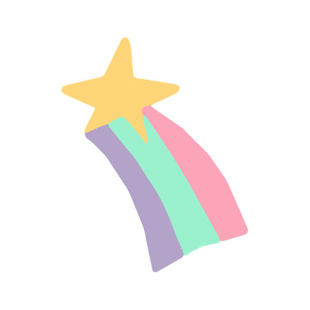 star with rainbow hand drawn. vector. icon, sticker, decor, poster fairy tale magicのイラスト素材