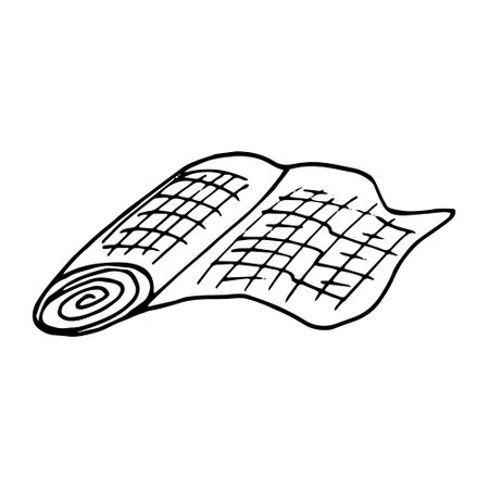 bandage hand drawn doodle. vector, scandinavian, nordic, minimalism, monochrome icon health first aid woundのイラスト素材