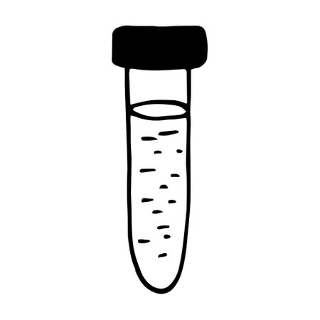 test tube hand drawn doodle. vector, scandinavian, nordic, minimalism, monochrome icon medicine laboratory analysisのイラスト素材