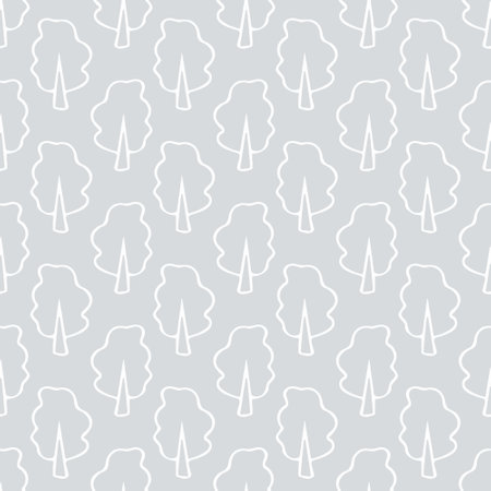 tree seamless pattern hand drawn doodle. vector, minimalism, monochrome. textiles, wrapping paper, wallpaperのイラスト素材
