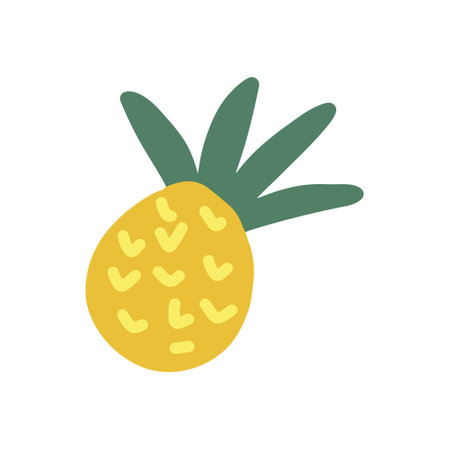 pineapple vector icon, sticker. hand drawn. illustration. red juicy summer tropical fruit trendy colors 2021のイラスト素材